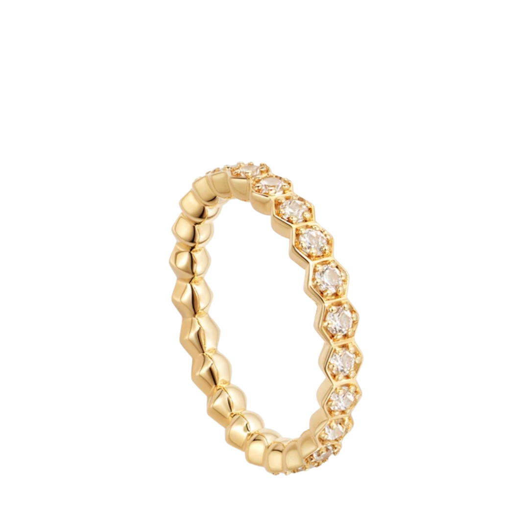 Gold Deco White Sapphire Eternity Ring
