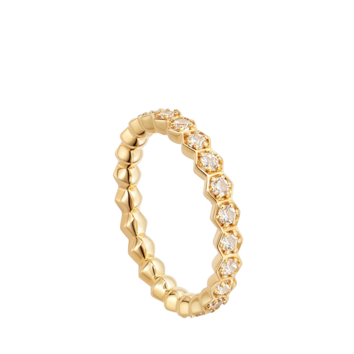 Gold Deco White Sapphire Eternity Ring