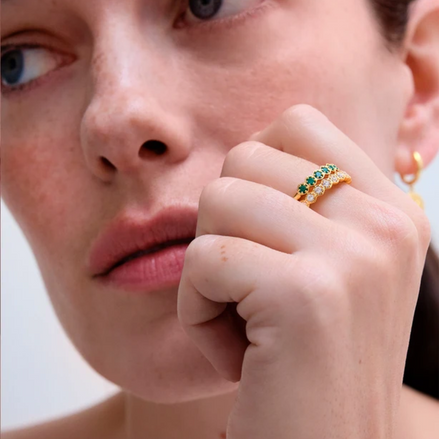 Gold Deco White Sapphire Eternity Ring