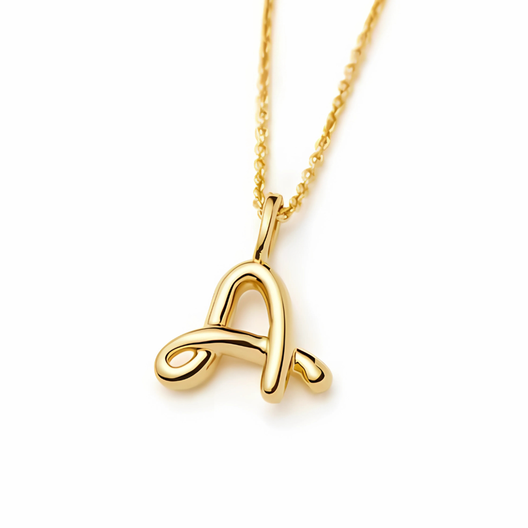 Curly Molten Mini Initial Necklace – A