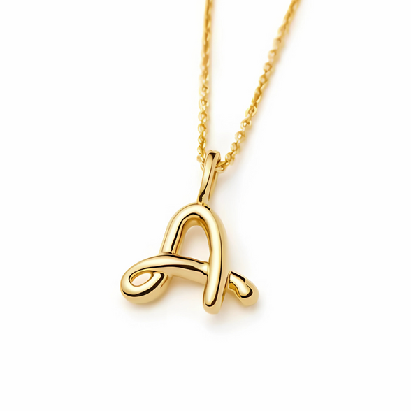 Curly Molten Mini Initial Necklace – A