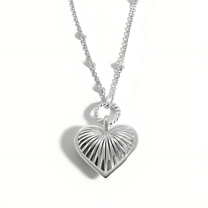 Ridge Heart Charm Necklace