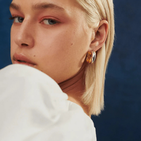 Two-Tone Crossover Hoop Earrings