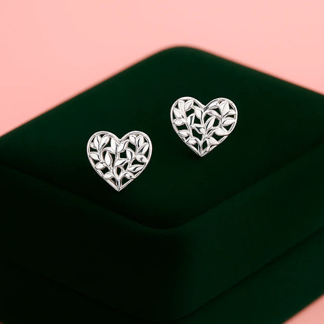 Silverleaf Heart Filigree Studs