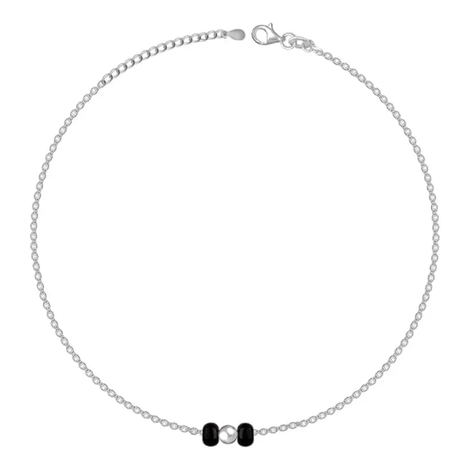 Silverwave 925 Sterling Silver Black Beads Anklet