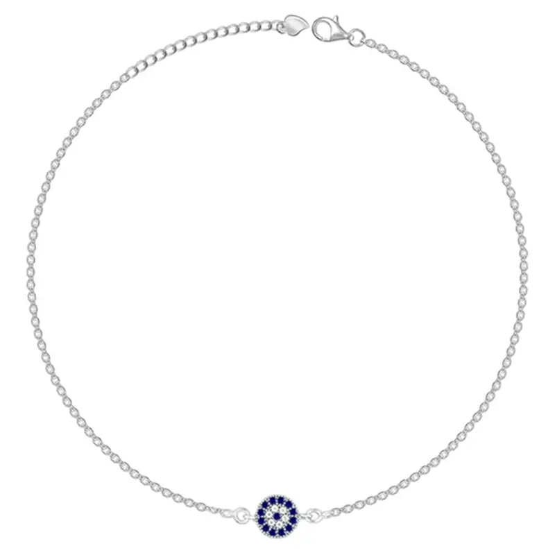 Silverwave 925 Sterling Silver Evil Eye Anklet