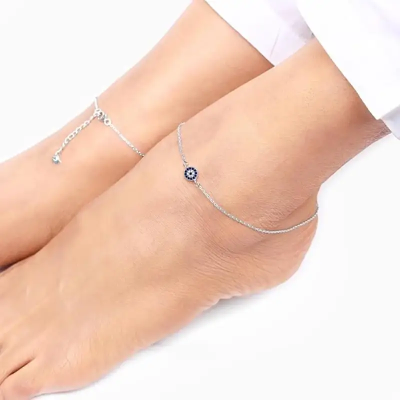Silverwave 925 Sterling Silver Evil Eye Anklet