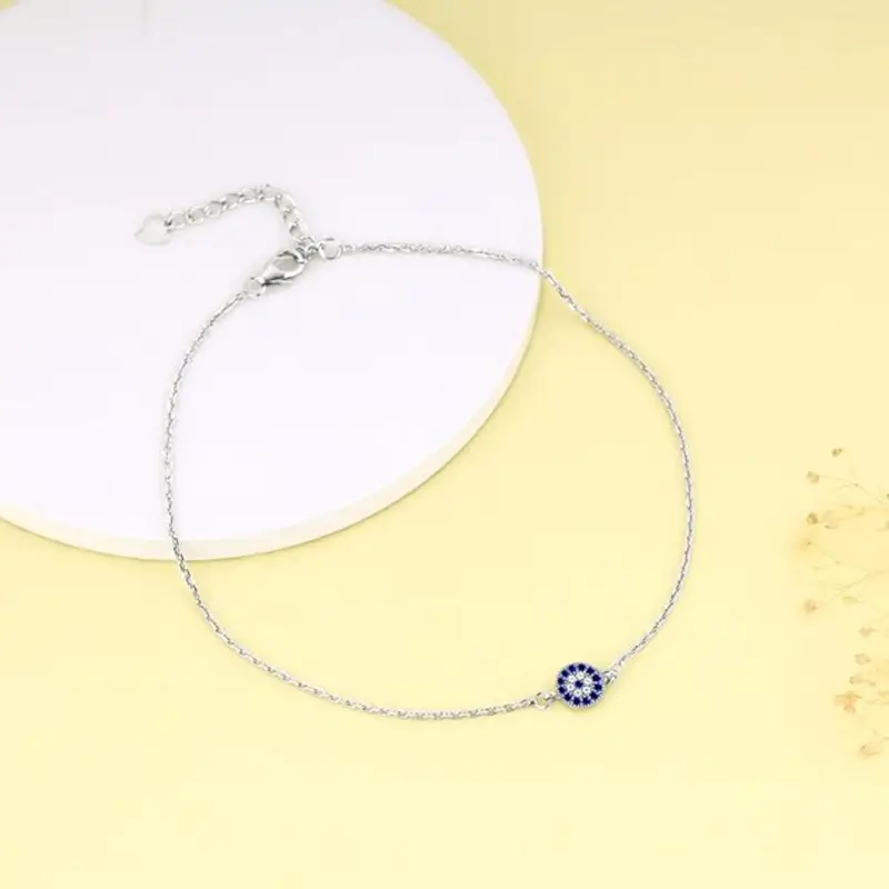 Silverwave 925 Sterling Silver Evil Eye Anklet