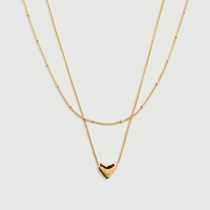 Golden Heart Embrace Necklace