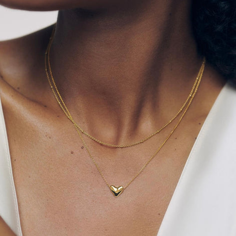 Golden Heart Embrace Necklace